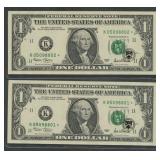2- 2001 Texas $1 Lone Star Notes FR-1927K*