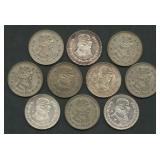 (5.12 ozt TW) 10- Mexico 1 Peso .100 Silver