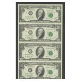 Sheet of 4 - 1995 $10 Fed Reserve Star Notes