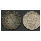 (1.86 ozt TW) 2- Mexico 1956 10 Pesos .900 Silver