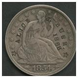 1854 Seated Liberty Half Dollar Conter Stamped