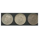 (1.74 ozt TW) 3- Mexico 5 Peso Coins .720 Silver