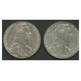 (1.8 ozt TW) 2- Austria 1780 1 Thalers .833 Silver