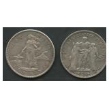 (1.66 ozt TW) 2- Mixed Froeign .900 Silver Coins