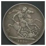 Great Britain 1890 Victoria .925 Silver 0.90 ozt