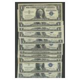 11- Mixed 1935 and 1957 $1 Silver Certificates