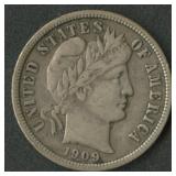 1909 Liberty Head Barber Dime