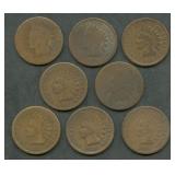 8- Mixed Indian Cents 1866-1879