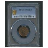 1872 Indian Head Cent PCGS MS62 RB