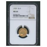1929 Indian $2.5 Gold Coin NGC MS 64