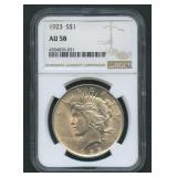 1923 Peace Silver Dollar NGC AU 58
