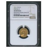 1911-D Strong D $2.5 Gold NGC AU Details *KEY*