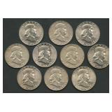 10- 1955 Franklin Half Dollars - Better Grades