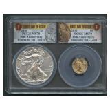 2016 Bimetallic Set ASE and $5 Gold PCGS MS 70