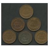 6- Mixed Indian Head Cents- Better Grade