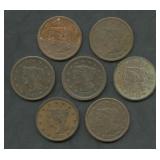 7- Mixed 1842 and 1843 Braided Hair Large Cents