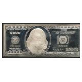 2000 $100 Fed Res Note Proof .999 Silver 4 ozt