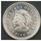 Aztec Calendar Proof .999 Silver Round 1 ozt