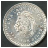 Aztec Calendar Proof .999 Silver Round 1 ozt