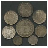 8- Mixed Foreign Coins: Various Silver Contents