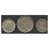 3- Mixed Foreign Coins .800 Silver
