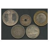 5- Mixed Foreign Coins .925 Silver