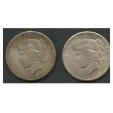 2- 1927 Peace Silver Dollars