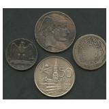 4- Mixed Foreign Coins .835 Silver