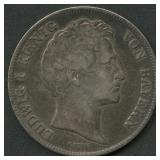 1839 Bavaria Ludwig I 1 Gulden .900 Silver 10.5g