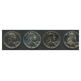 4- Mixed Proof Franklin Half Dollars