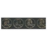 4- Mixed Proof Franklin Half Dollars