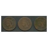 3- 1868 Indian Head Cents