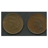 2- 1873 Indian Head Cents