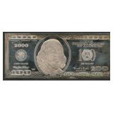 2000 $100 Fed Res Note Proof .999 Silver 4 ozt