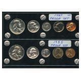1955 and 1957 Proof Sets - 5 Coins Each