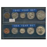 1946 and 1964 Years Sets - 5 Coins