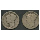 2- 1921 Mercury Head Dimes