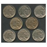 8- Mixed Buffalo Nickels 1929-1935 Higher Grade
