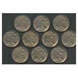 10- Mixed Buffalo Nickels 1928-37 Higher Grade