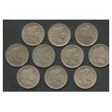 10- Mixed Liberty Barber Dimes Better Grade
