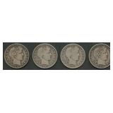 4- Mixed Liberty Head Barber Half Dollars