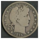 1915 Liberty Head Barber Half Dollar