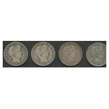 4- Mixed Liberty Head Barber Half Dollars