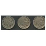 3- 1924-D Buffalo Nickels