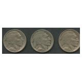 3- 1916-D Buffalo Nickels