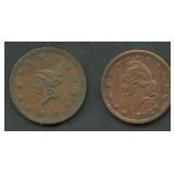 2- Civial War Tokens Patriotic Die & Store Card