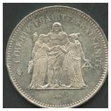 1977 France 50 Franc 'Hercules' .900 Silver, 30g