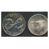 (1.67 ozt TW) 2- Mixed Foreign .800 Silver Dollars