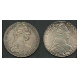 (1.80 ozt TW) 2- 1780 Austria 1 Thalers .833 Silve