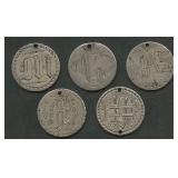 5- Mixed Seated Liberty Dimes Love Tokens